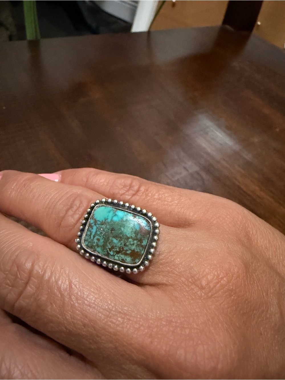 Turquoise Stone Sterling Silver Statement Ring